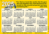 2025 English Gospel Pocket (Wallet) Calendar